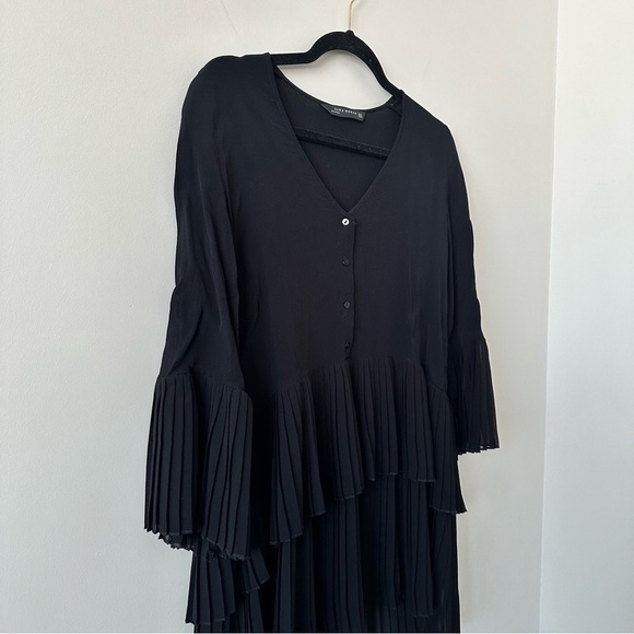 Zara-chiffon Pleated High Low Dress - Picture 6 of 9